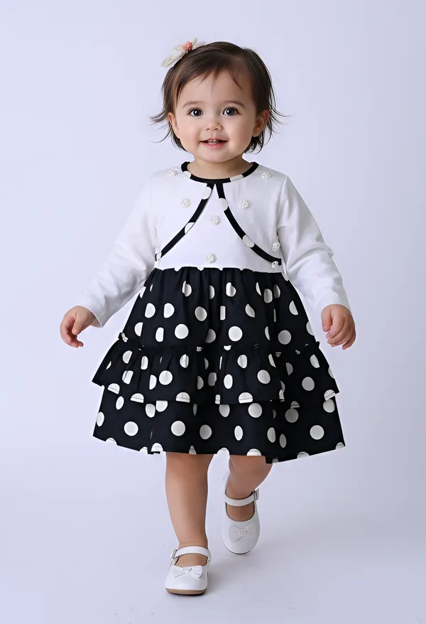 Bella_Moda_Baby_Girls_Dress_With_Embellished_Yoke_And_Dots_Printed_Frill_Hem