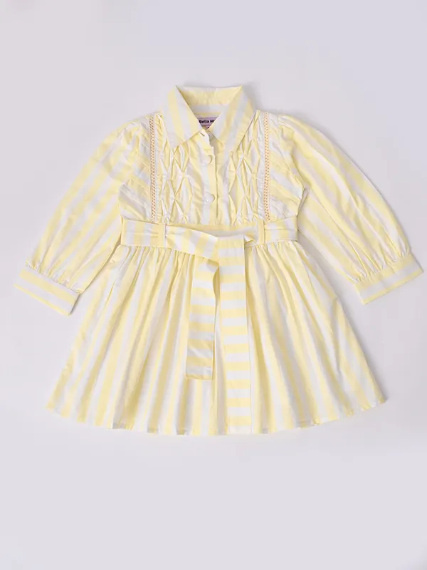 Bella_Moda_Baby_Girls_Striped_Dress_With_Shirt_Collar,_Pintuck_Detail_And_Waist_Tie