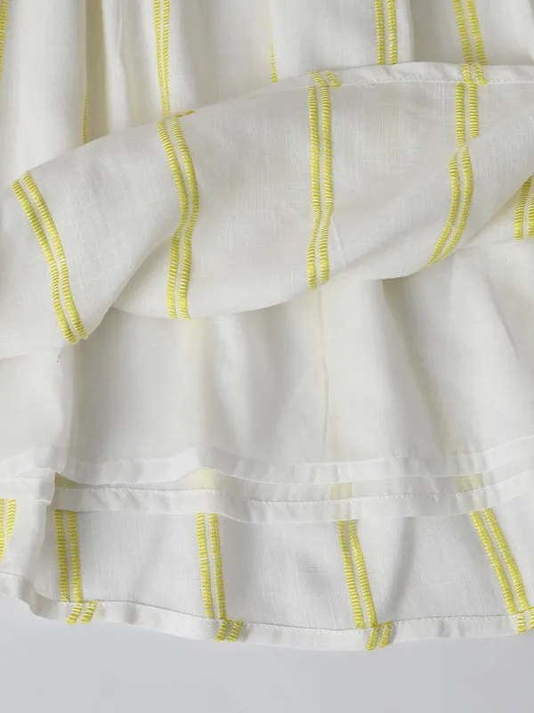 Girls_Sriped_Cotton_Woven_Dress_With_Bow_Waist_Applique_Yellow