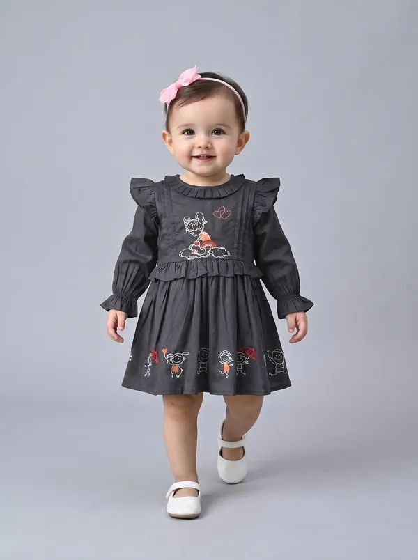 Baby_Girls_Embroidered_Cotton_Dress_With_Full_Sleeves_And_Floral_Print_Grey