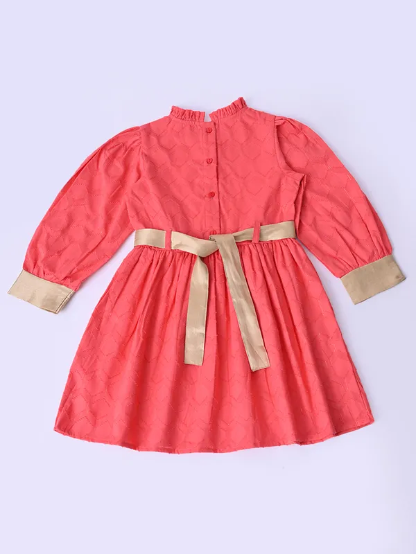 Bella_Moda_Girls_Fancy_Full_Sleeve_Dress_With_Contrast_Cuff_And_Belt