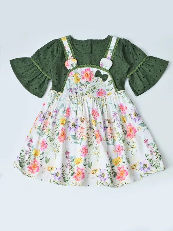 Baby_Girls_Floral_Printed_Cotton_Woven_Dress_With_Bell_Sleeves_Green
