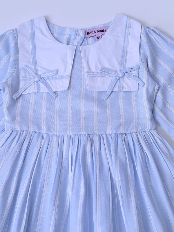 Bella_Moda_Baby_Girls_Striped_Dress_With_Peter_Pan_Collar_And_Bow_Detail