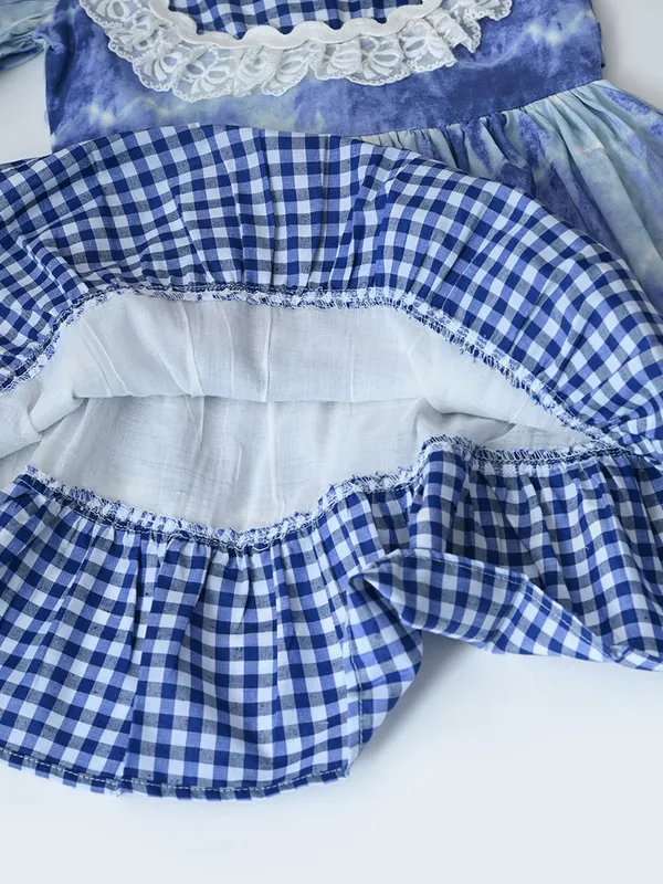 Bella_Moda_Girls_Tie_Dye_Dress_With_Gingham_Panel_And_Lace_Collar