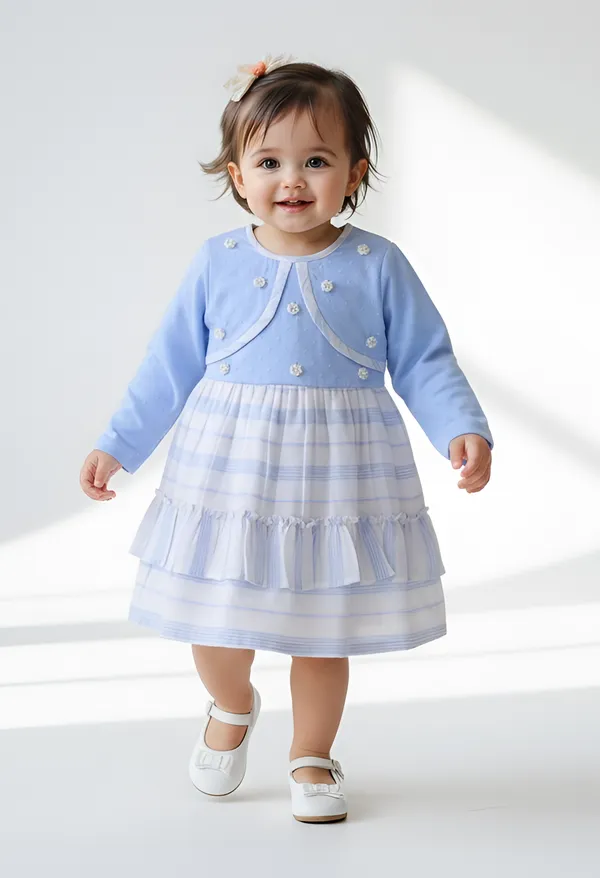Bella_Moda_Baby_Girls_Dress_With_Embellished_Yoke_And_Striped_Frill_Hem
