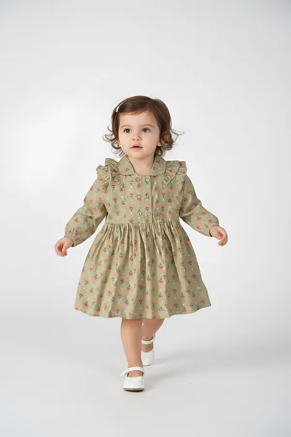 Bella_Moda_Cotton_Ballon_Sleeves_Ruffled_Dress_Beige