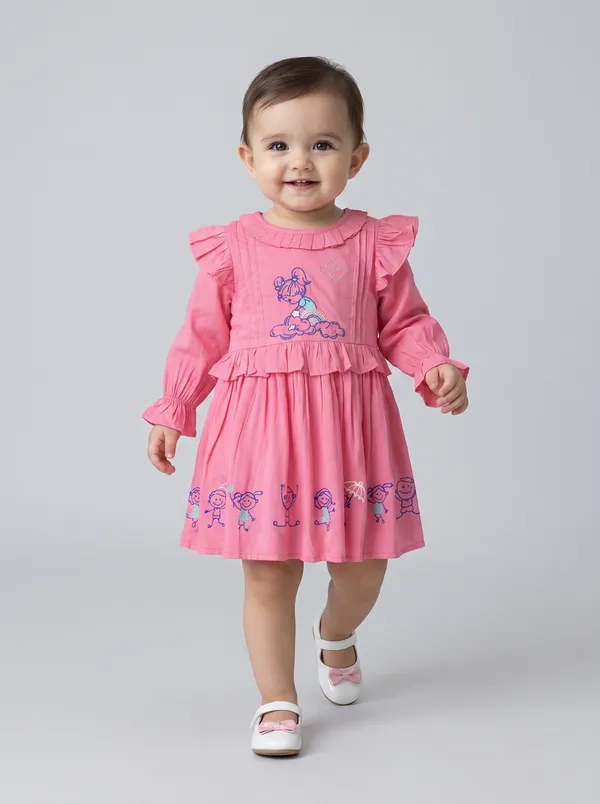 Baby_Girls_Embroidered_Cotton_Dress_With_Full_Sleeves_And_Floral_Print_Pink