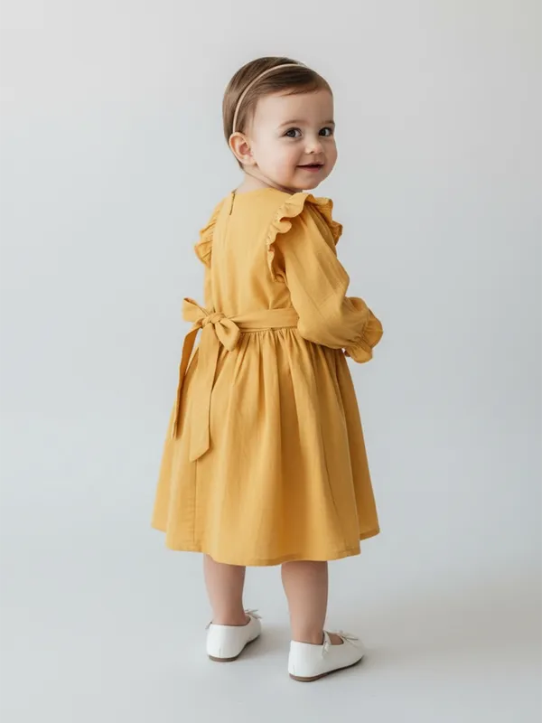 Bella_Moda_Girls_Floral_Embroidered_Cotton_Dress_With_Frill_Shoulders_And_Button_Front_And_Pockets