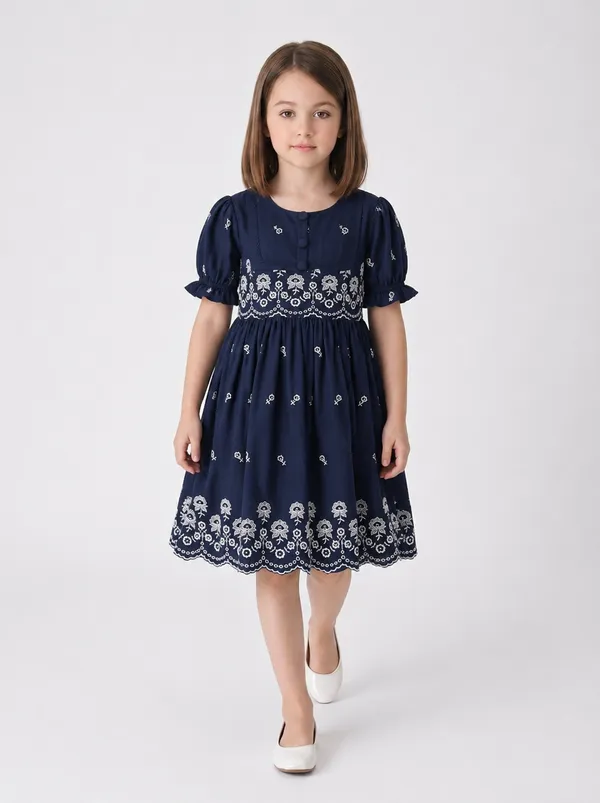 Bella_Moda_Cotton_Woven_Half_Puffed_Sleeves_Floral_Embroidered_Dress