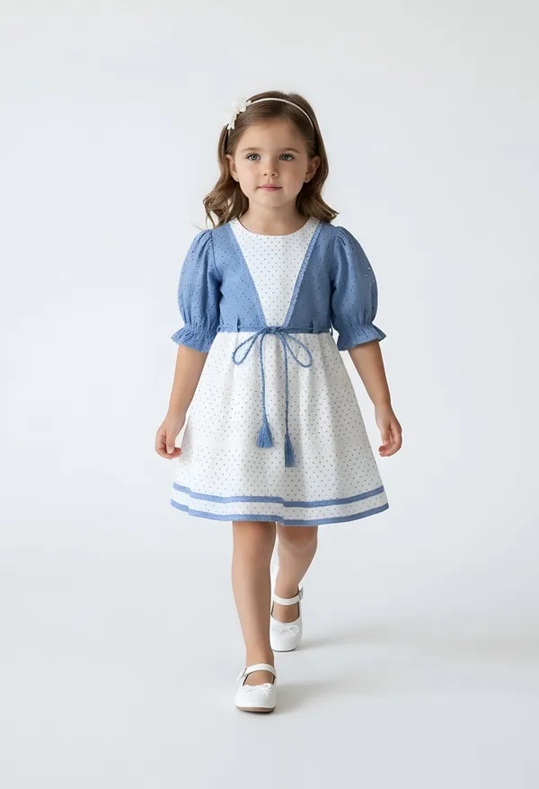 Bella_Moda_Cotton_Woven_Girls_Blue_And_White_Polka_Dot_Dress_With_Puff_Sleeves_And_Waist_Tie