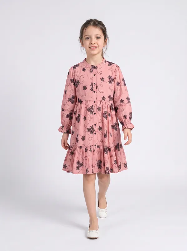 Bella_Moda_Cotton_Woven_Floral_Printed_Mandarin_Collar_Full_Sleeve_Fit_And_Flare_Dress
