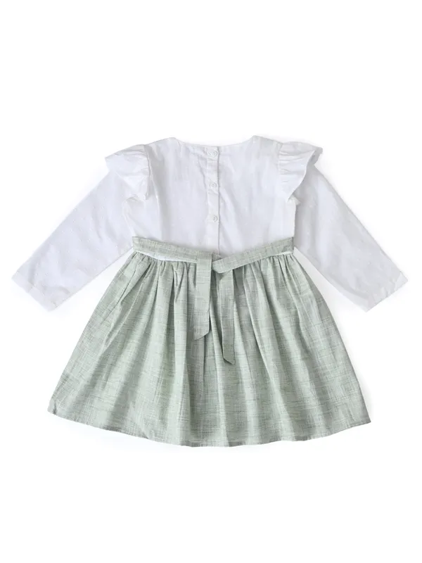 Girls_Floral_Embroidered_Cotton_Woven_Dress_With_Full_Sleeves_Green