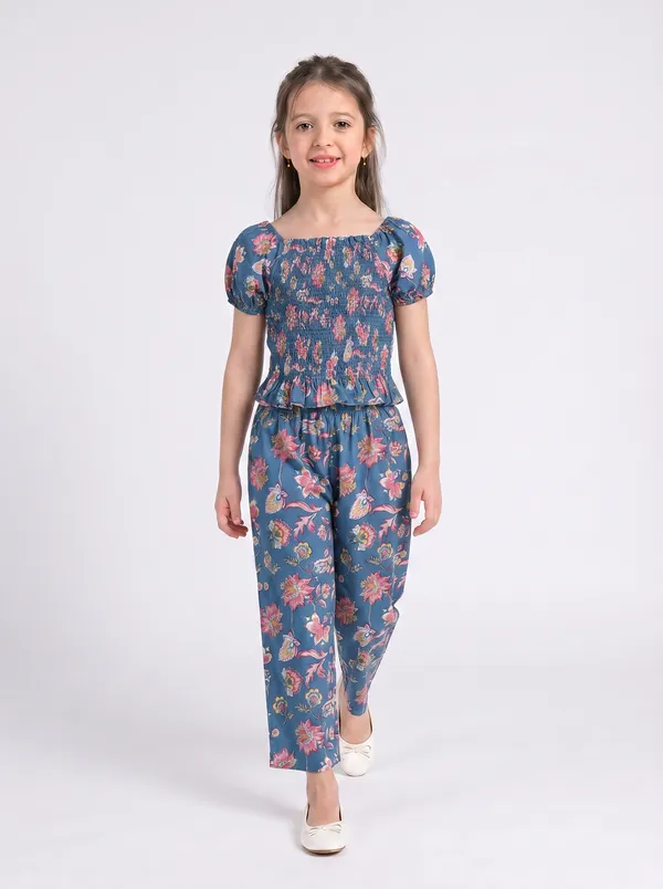 Bella_Moda_Cotton_Woven_Floral_Print_Smocked_Puff_Sleeve_Coordinating_Top_And_Pants_Set