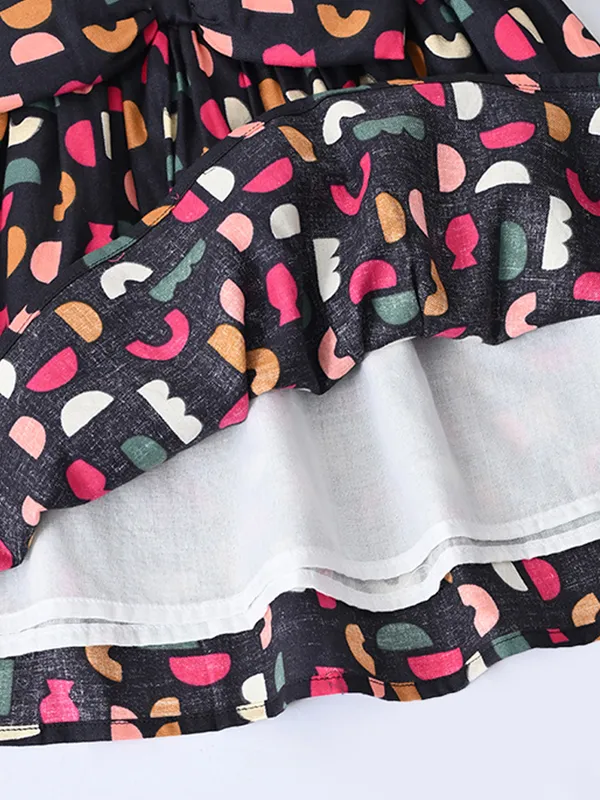 Baby_Girls_Printed_Cotton_Woven_Fit_And_Flare_Dress_With_Puff_Sleeves_And_Bow_Appilque_Dark_Pink