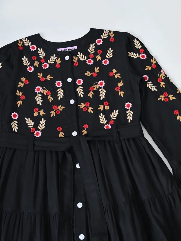 Bella_Moda_Cotton_Woven_Full_Sleeve_Floral_Embroidered_Fit_And_Flare_Dress_Black
