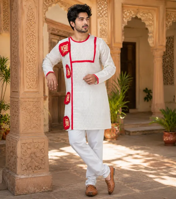 White_Pure_Cotton_Kurta_For_Men