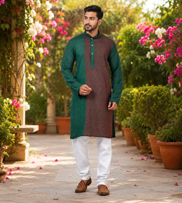 Blue_Pure_Cotton_Kurta_For_Men
