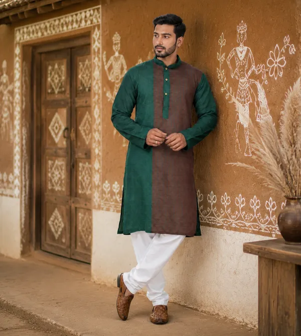 Blue_Pure_Cotton_Kurta_For_Men