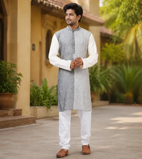 White_Pure_Cotton_Kurta_For_Men