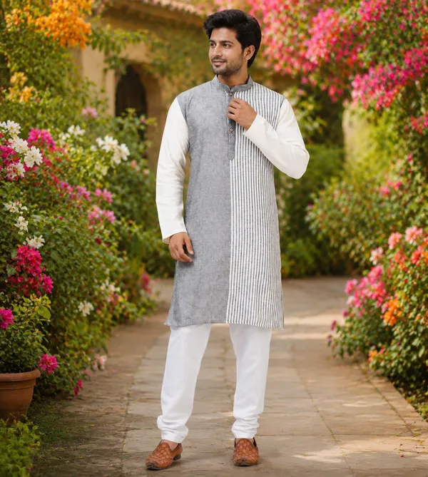 White_Pure_Cotton_Kurta_For_Men