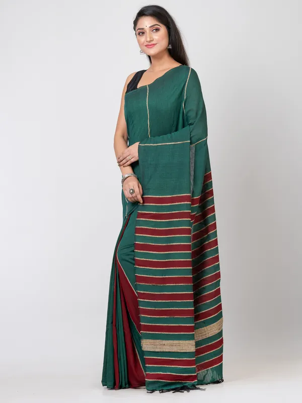 Green_And_Red_Handloom__Saree_For_Women