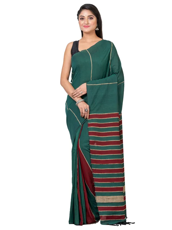 Green_And_Red_Handloom__Saree_For_Women