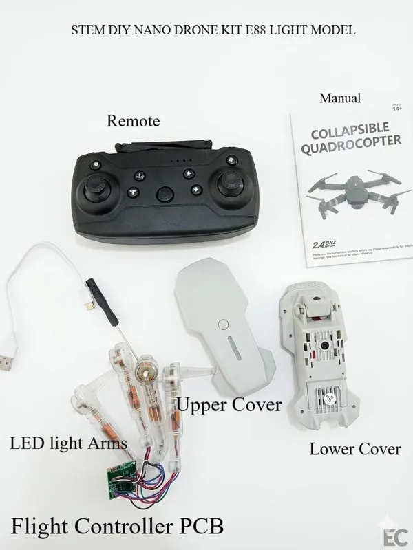 E88_Light_Drone_-_Diy_Mini_Nano_Drone_Assembly_Kit_(_Dual_Camera_With_Dual_Battery)_|_Educational_Drone_Building_Set_|_Easy_To_Build