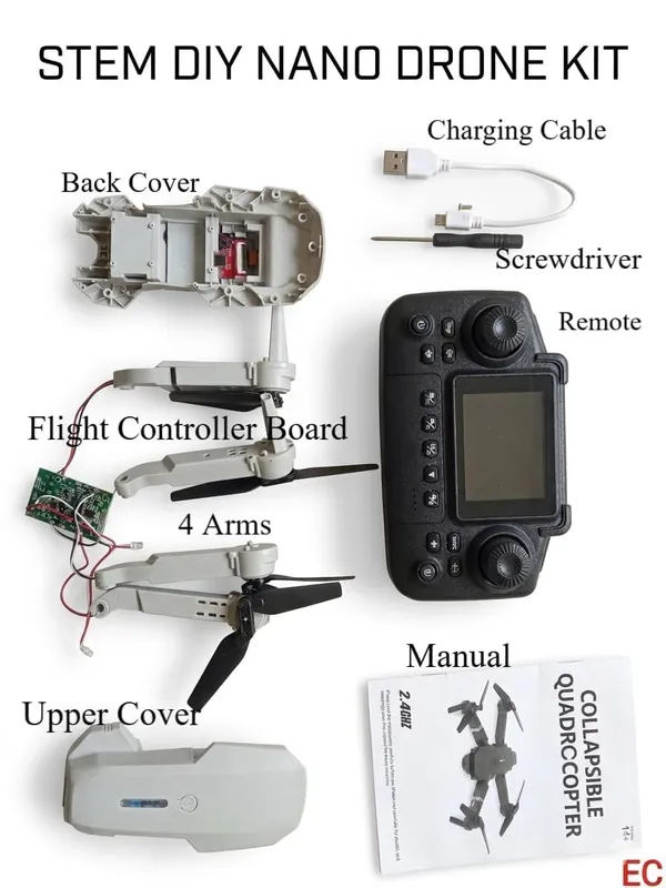 Diy_Nano_Drone_Kit_E88_Hd_Camera_Drone_With_Screen_Remote_Controller_|_Gesture_Control_|_Rc_Foldable_Drone