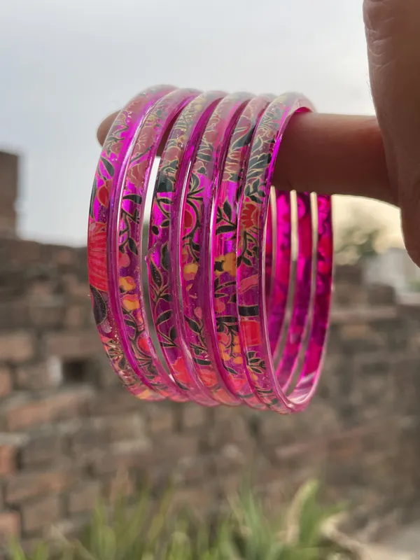 Pink_Floral_Printed_Bangle_Set_for_Women