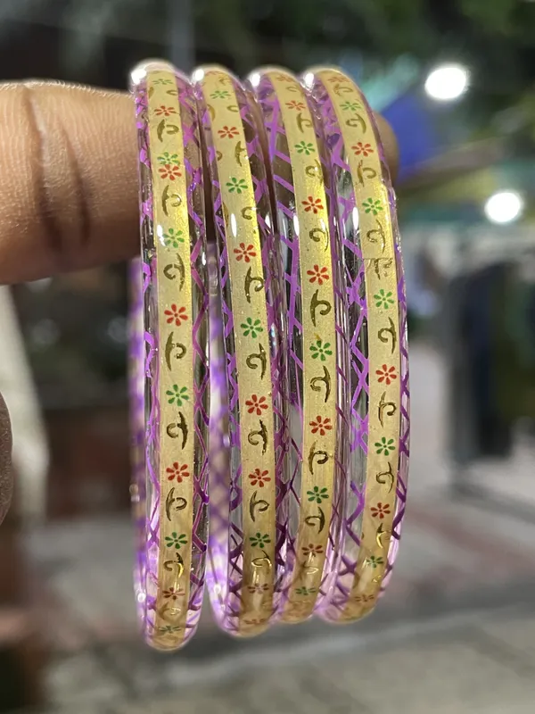 Purple_And_Gold_Floral_Bangles_for_Women
