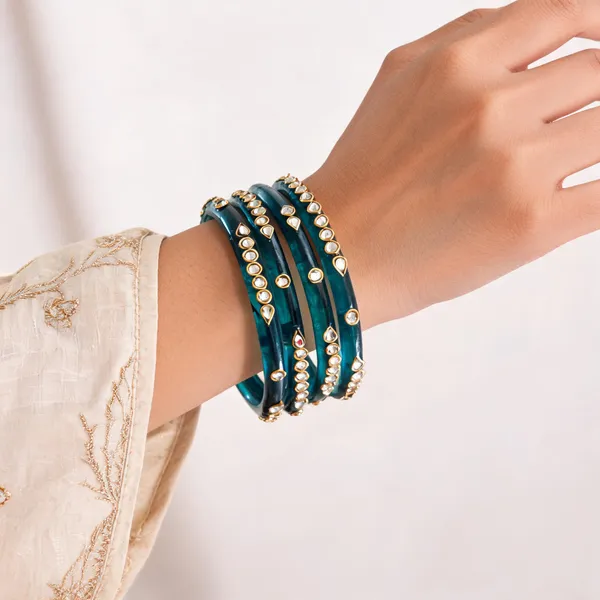 Teal_Embellished_Glass_Bangles_For_Women_Pack_Of_4