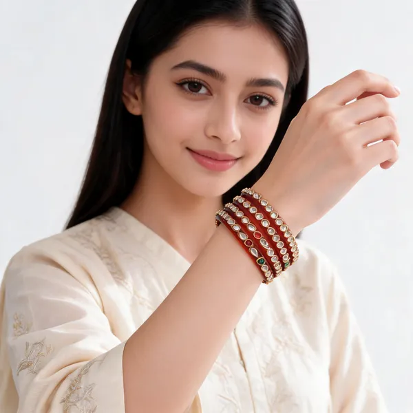 Red_Stone_Embellished_Bangle_Set_For_Women_Pack_Of_4