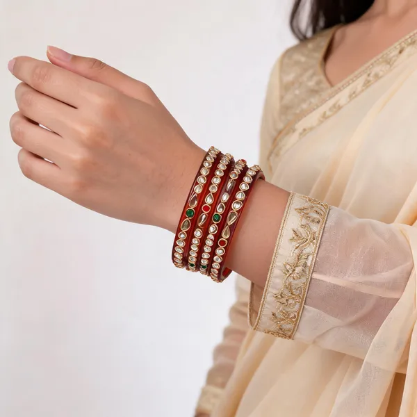 Red_Stone_Embellished_Bangles_For_Women_Pack_Of_4