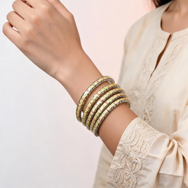 Gold_Tone_Floral_Pattern_Bangle_Set_For_Women_Pack_Of_4