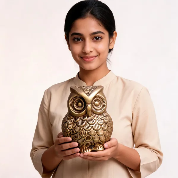 Gold_Tone_Textured_Owl_Figurine