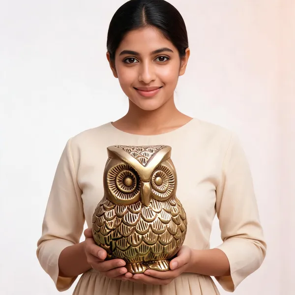 Gold_Tone_Textured_Owl_Figurine