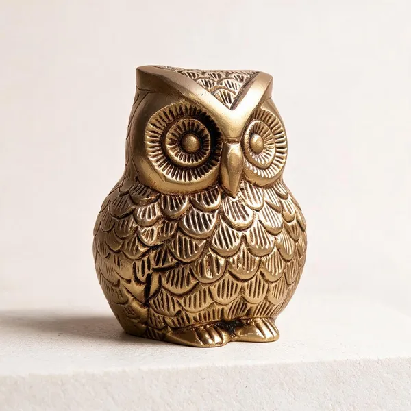 Gold_Tone_Textured_Owl_Figurine