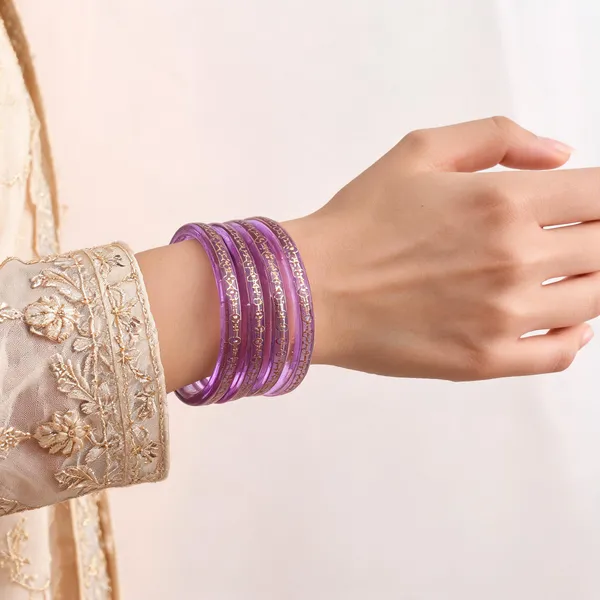 Purple_Patterned_Bangle_Set_For_Women_Pack_Of_4