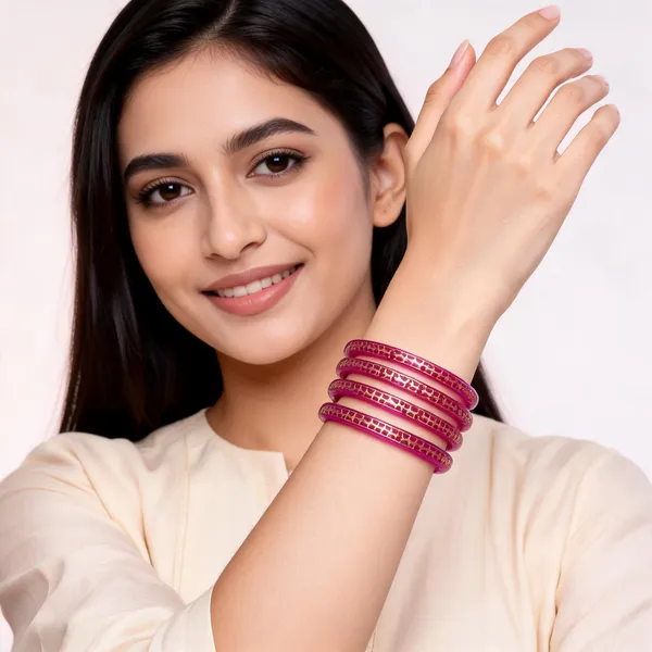 Pink_Gold_Patterned_Bangle_Set_For_Women_Pack_Of_4