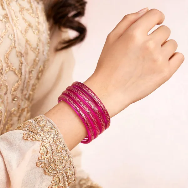 Pink_Gold_Patterned_Bangle_Set_For_Women_Pack_Of_4