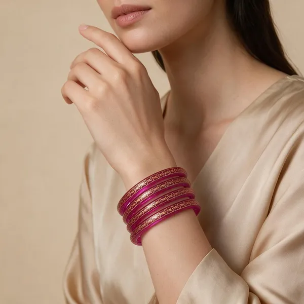 Pink_Gold_Patterned_Bangle_Set_For_Women_Pack_Of_4