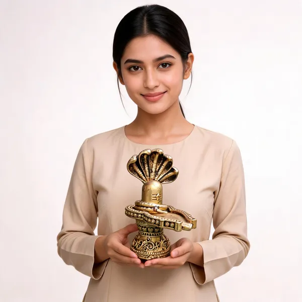 Gold_Tone_Shiva_Lingam_Idol_With_Cobra_Hood