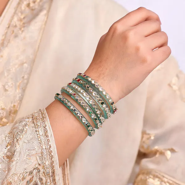 Turquoise_Embellished_Bangle_Set_For_Women_Pack_Of_4