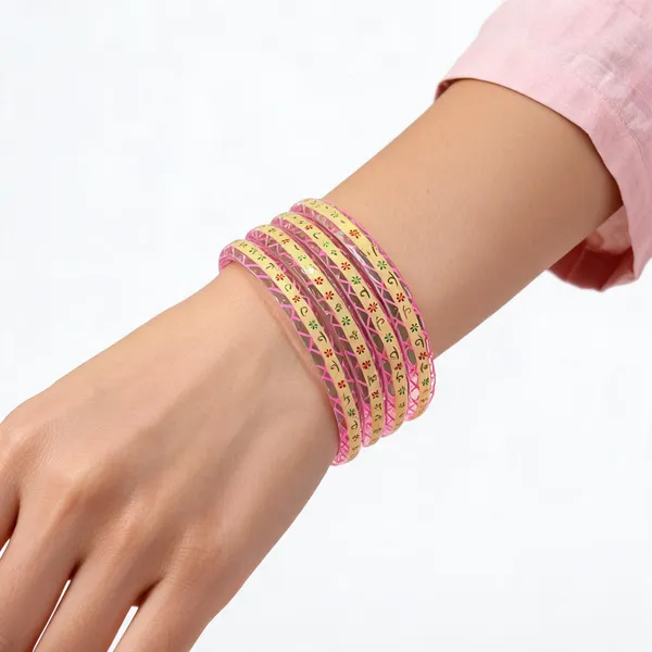 Pink_Floral_Patterned_Bangles_Set_For_Women_Pack_Of_4
