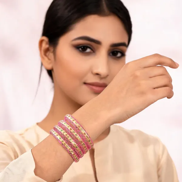 Pink_Floral_Patterned_Bangles_Set_For_Women_Pack_Of_4