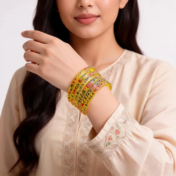 Gold_Tone_Floral_Print_Bangles_Set_For_Women_Pack_Of_4