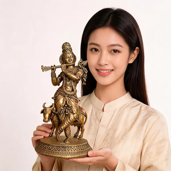 Gold_Tone_Krishna_Flute_Player_Idol_With_Cow