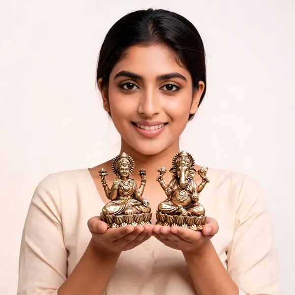 Gold_Tone_Lakshmi_And_Ganesha_Idol_Set