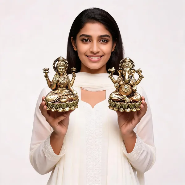 Gold_Tone_Lakshmi_And_Ganesha_Idol_Set