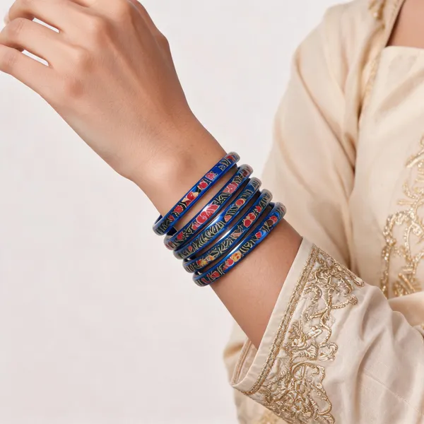 Blue_Floral_Pattern_Bangles_For_Women_Pack_Of_4